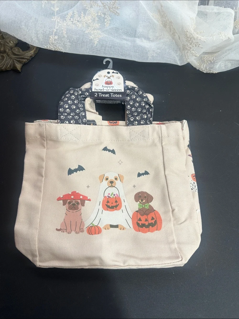 Halloween mini canvas treat totes set of 2